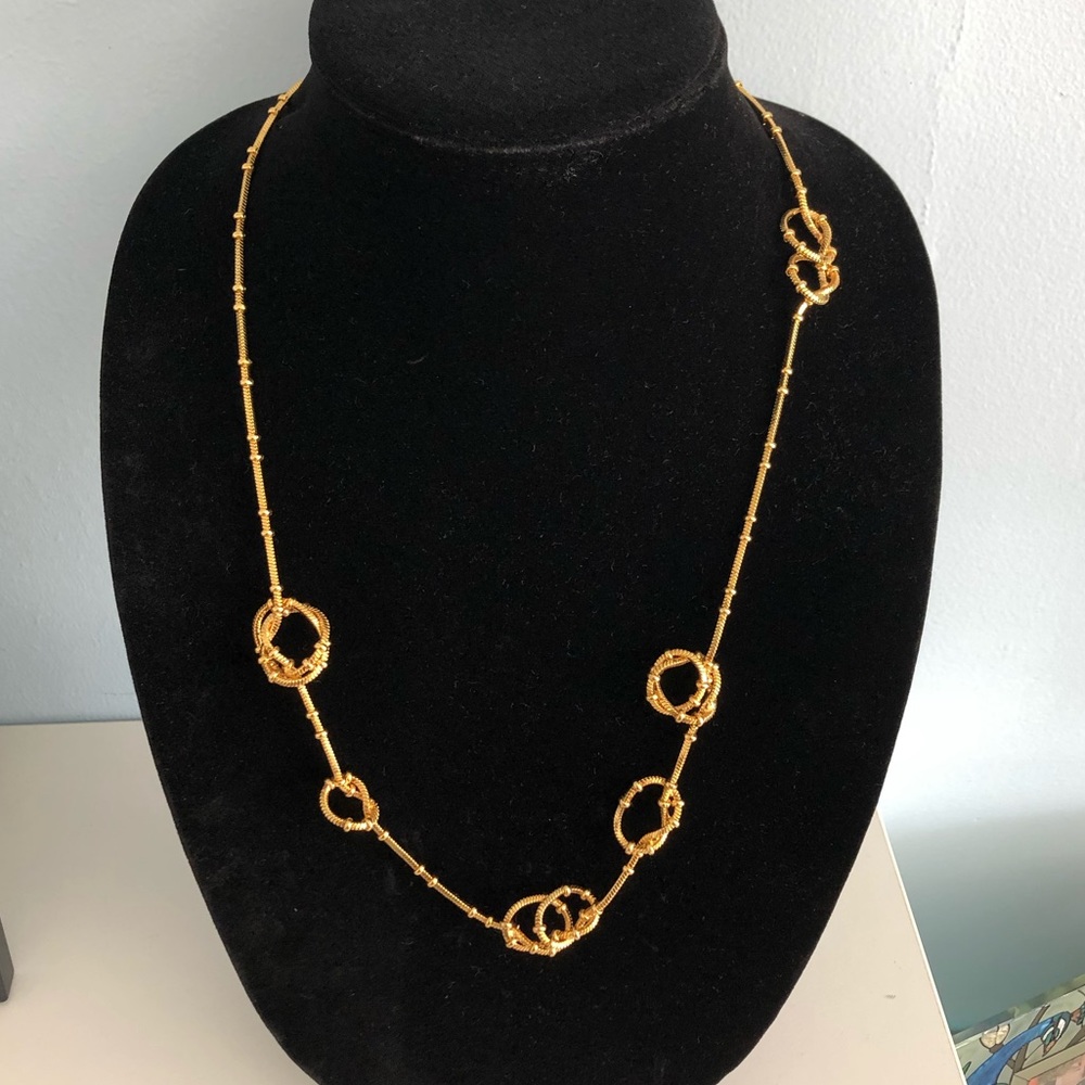 J. Crew Love Knot Necklace Chain Gold Tone 31" in.